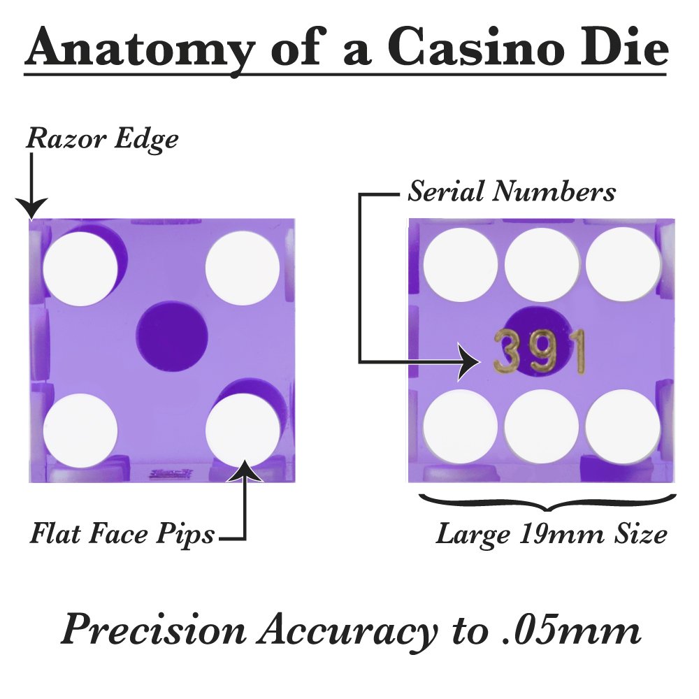Juego de 5 Grado AAA 19 mm Casino Dados con bordes de afeitar y números por Brybelly