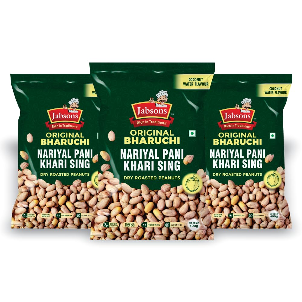 Jabsons Roasted Peanut Coconut Water Khari Sing- Pack Of 3 (400gm x 3) Jumbo Bharuchi Peanuts| Premium Roasted Moongfali |Ready to eat healthy snacks|Anytime Snack|Gluten free| Nariyal Pani Flavour (B0BWTLGB2Z) Amazon Price History, Amazon Price Tracker