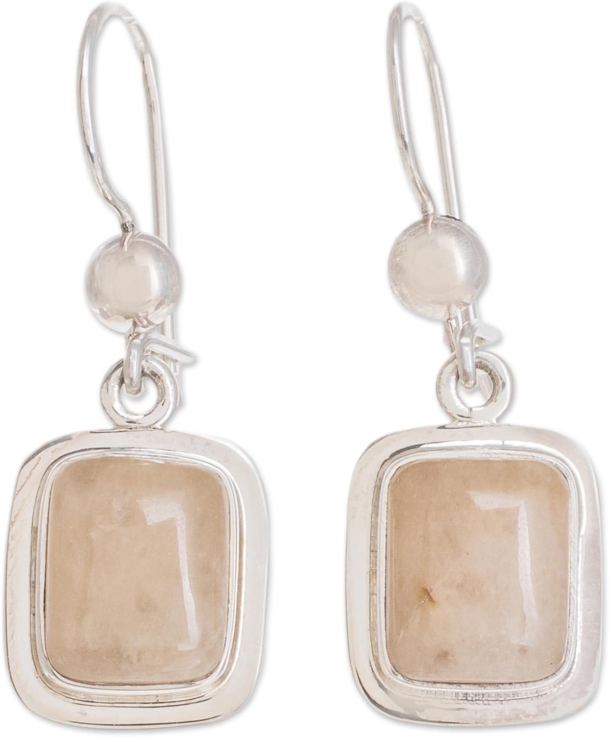 NOVICA Artisan Handmade Quartz Dangle Earrings Artisan Crafted Orange Silver Sterling Guatemala Custard Modern Birthstone [1.4 in L x 0.5 in W] ' Maya Sunbeam'