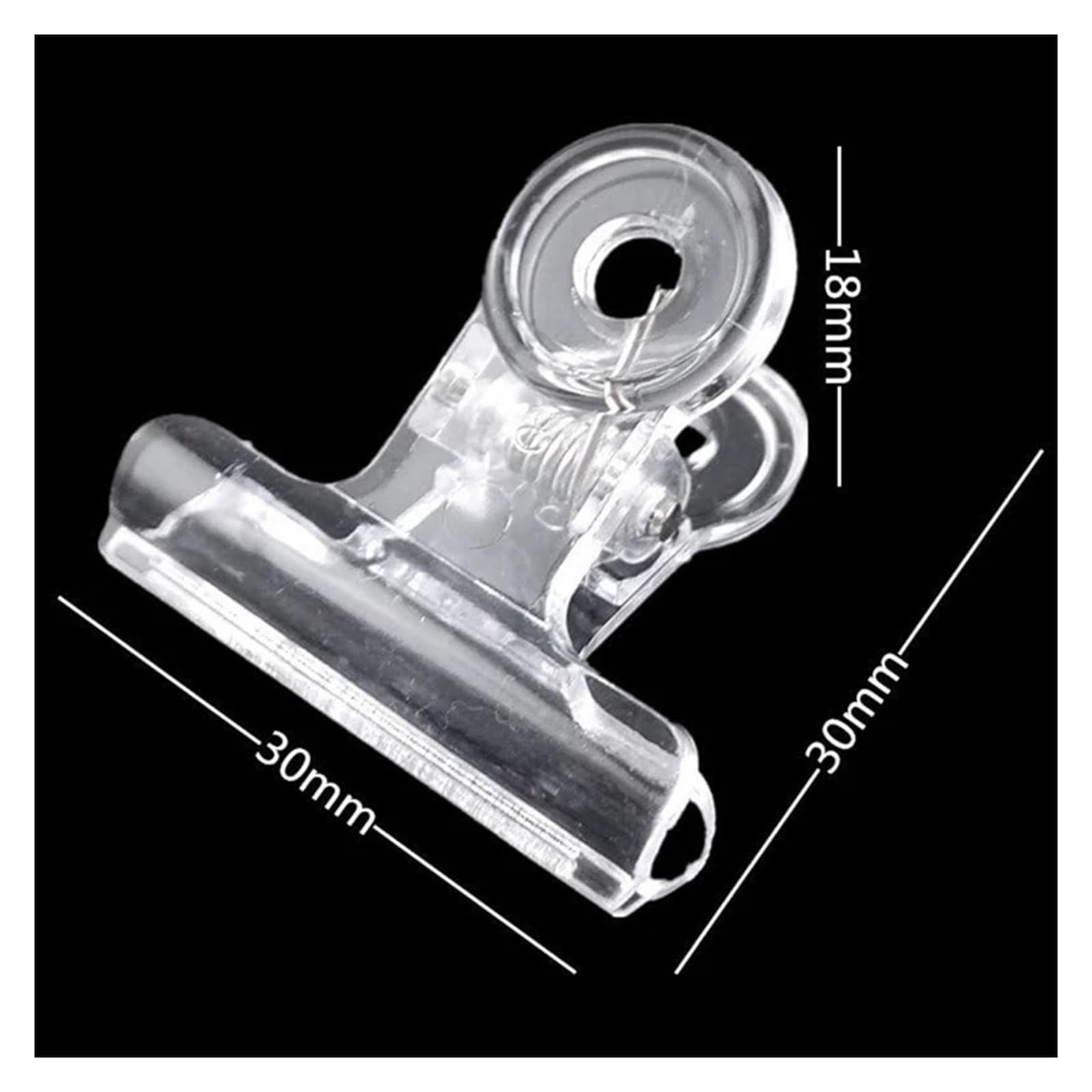 Binderclips 100 Stück Kunststoff-Bulldog-Clips | Kit Utility-Büroklammern Kit Scharnierklammern for den Heim- und Bürogebrauch, transparent