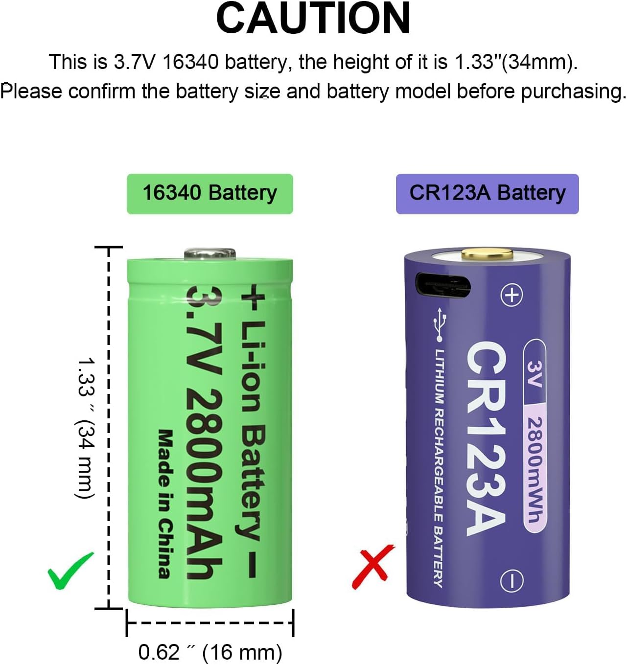 16340 Rechargeable Battery Charger Set Universal Smart Battery Charger with 4 Pcs 2800mAh 3.7V 16340 Batteries for Flashlights, Headlamps(4 Pcs Battery+Charger)