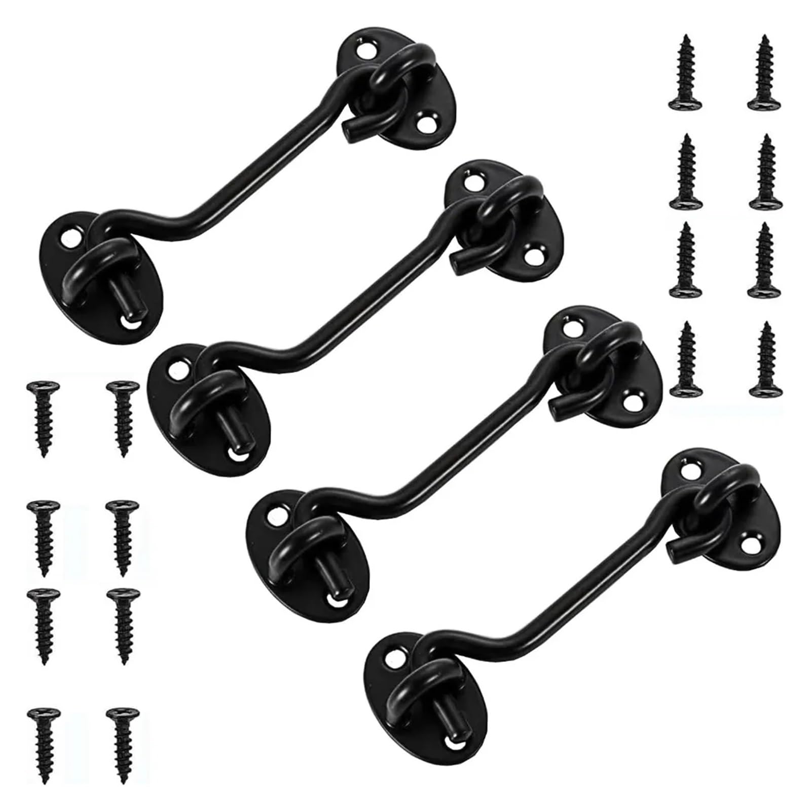 4 Pack Barn Door Latch Lock Hardware Sliding Eye Hook with Screws Metal Gate Privacy Hooks for Wooden Doors,Windows(3-inch)