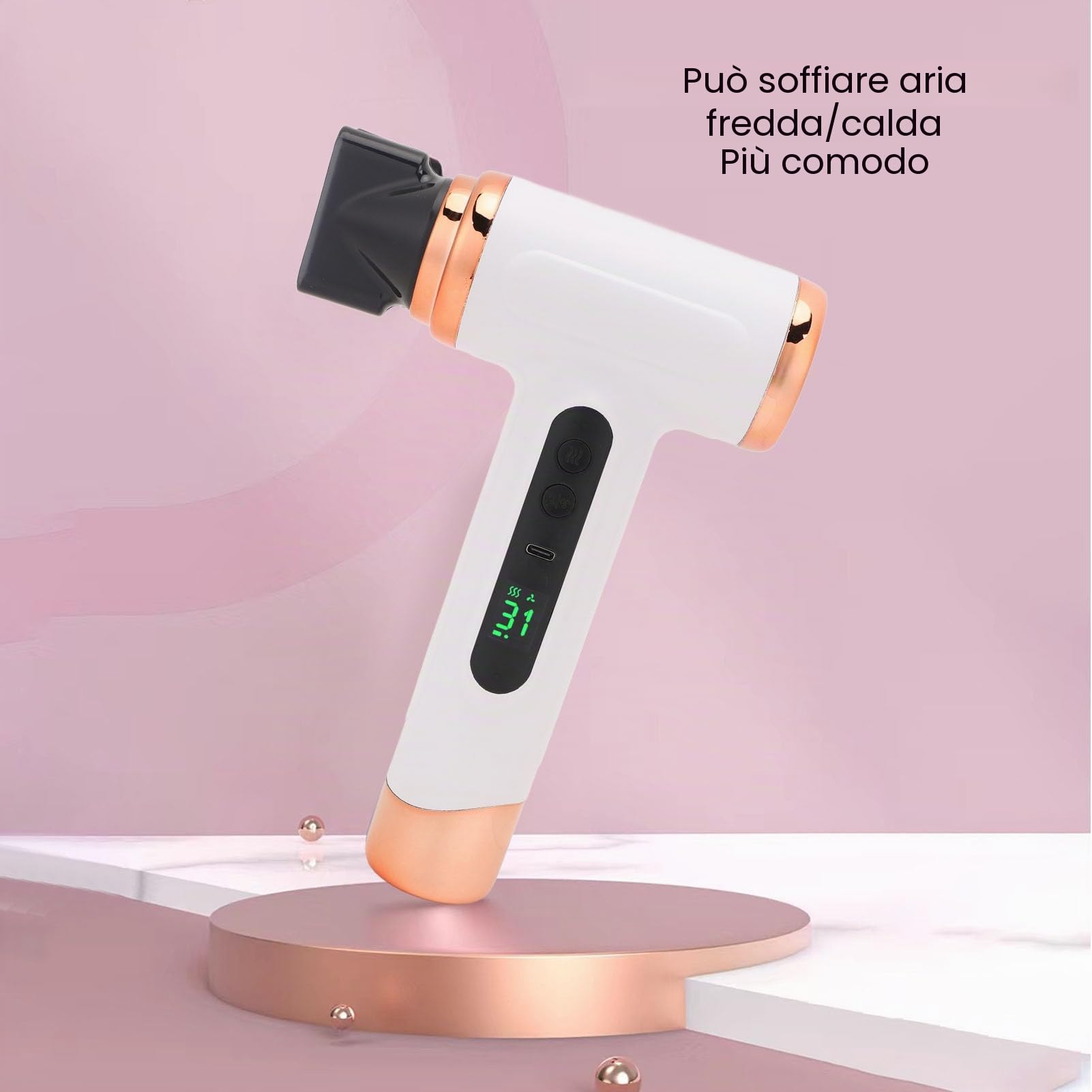 Asciugacapelli Senza Fili, Asciugacapelli da Viaggio Portatile, Asciugacapelli Ricaricabile USB 15000mAh con Ioni Idratanti Multimodali, Asciugacapelli a Caldo e Freddo da