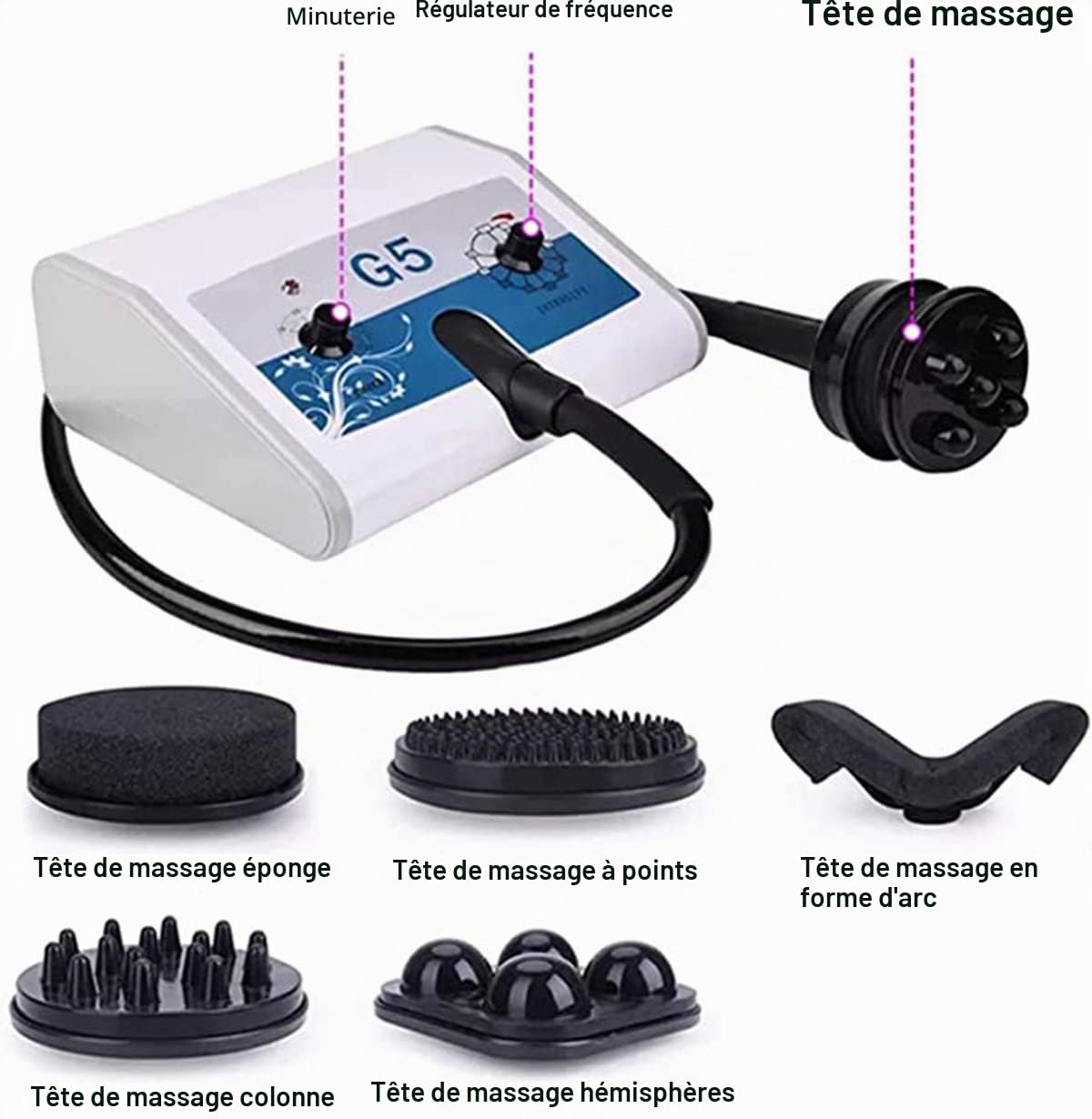 G5 Vibration Massager, Appareil de Perte de Poids pour Tout Le Corps avec 5 têtes, brûleur de Graisse Manuel, équipement de beauté, Appareil de Massage pour la Perte de Poids.,Vertical