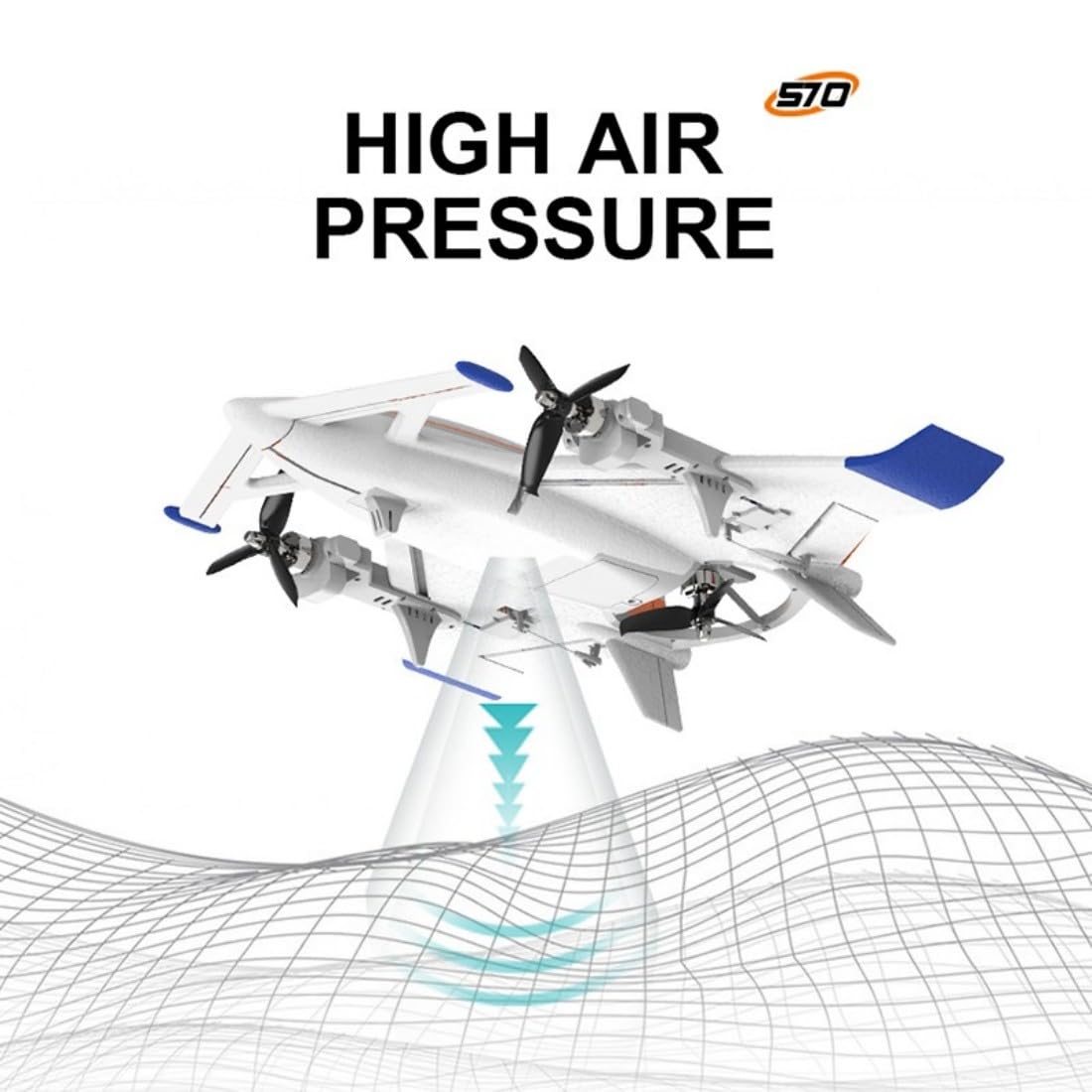 NULA 8-Kanal RC Flugzeug Mit Brushless Motoren, 2,4 GHz EPP-VTOL-Starrflügler Flugzeug Modell Für Senkrechtstart, Schwebeflug Und Vorwärtsflug, 6-Achsen-Gyro, RTR-Orange / 2 Akku