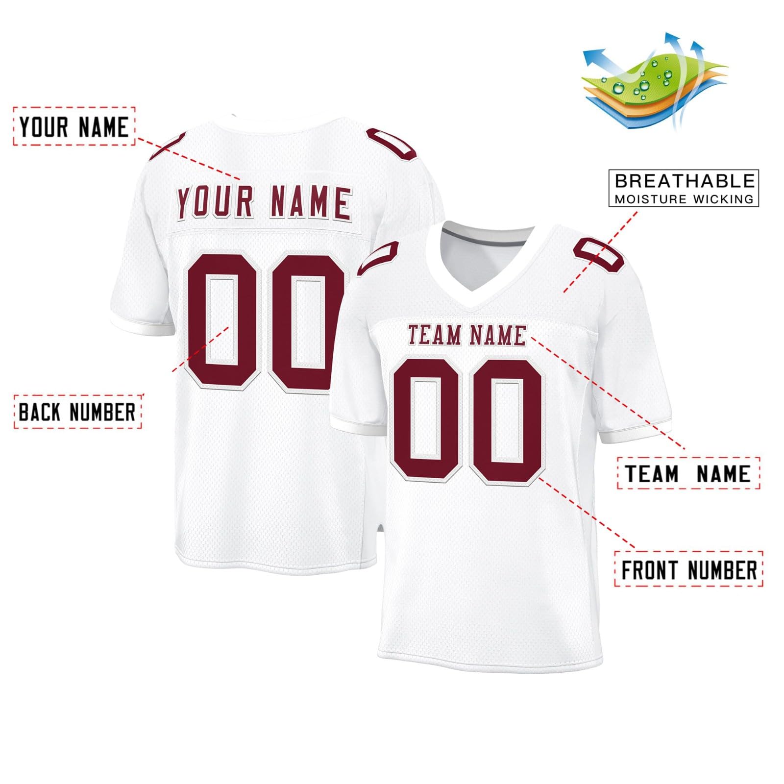 Jersey da Football Americano Personalizzata, Nome Numero Personalizzati Maglia Sportiva per Uomini Donne Giovani