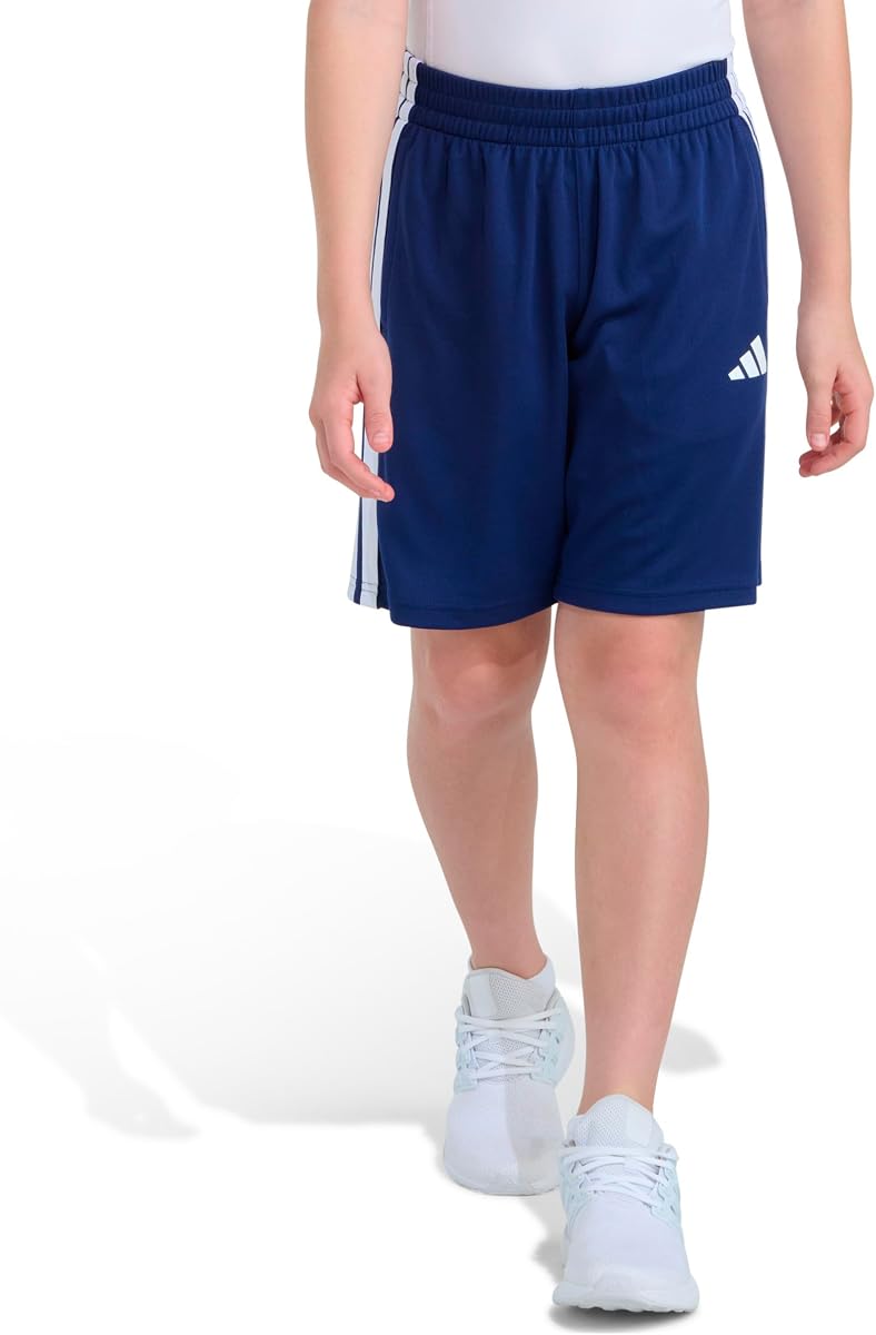 Shorts deportivos de malla con 3 rayas para niño
