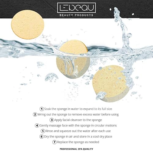 Miniatura 7 de LeBeau Esponjas faciales comprimidas, esponjas faciales para limpieza, esponja facial de celulosa 100% natural, esponja facial profesional de