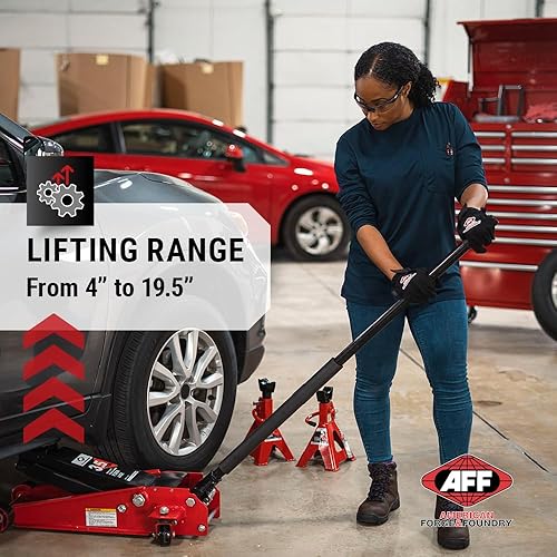 Miniatura 3 de AFF Acero resistente de 3.5 toneladas, gato de piso de servicio de elevación rápida con tecnología de doble bombeo, marco recubierto de polvo UV