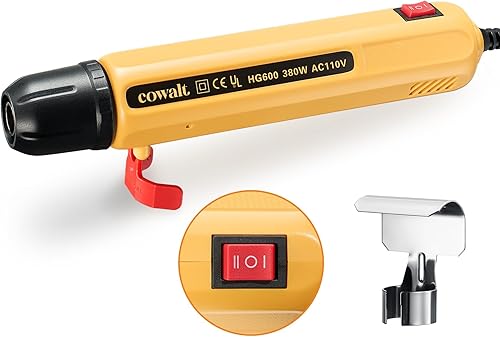 Mini pistola de calor de 380 W - Herramienta de aire caliente de doble temperatura con cable largo de 4.9 pies y boquilla para reparación de