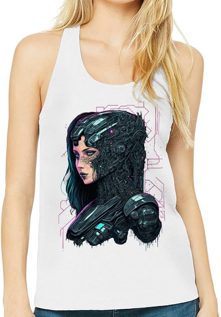 Robot Graphic Women's Racerback Tank - Unique Tank Top - Fantasy Workout Tank