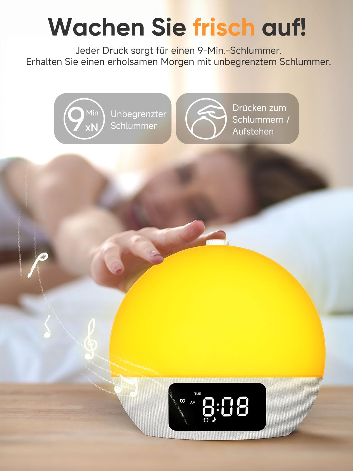 Tageslichtwecker, Lichtwecker Sonnenaufgang Sonnenuntergangssimulation, Digitaler Wecker mit Doppelalarmen, 25 beruhigende Klänge in 16 Helligkeit, RGB Stimmungslicht, Geschenke für Erwachsene Kinder