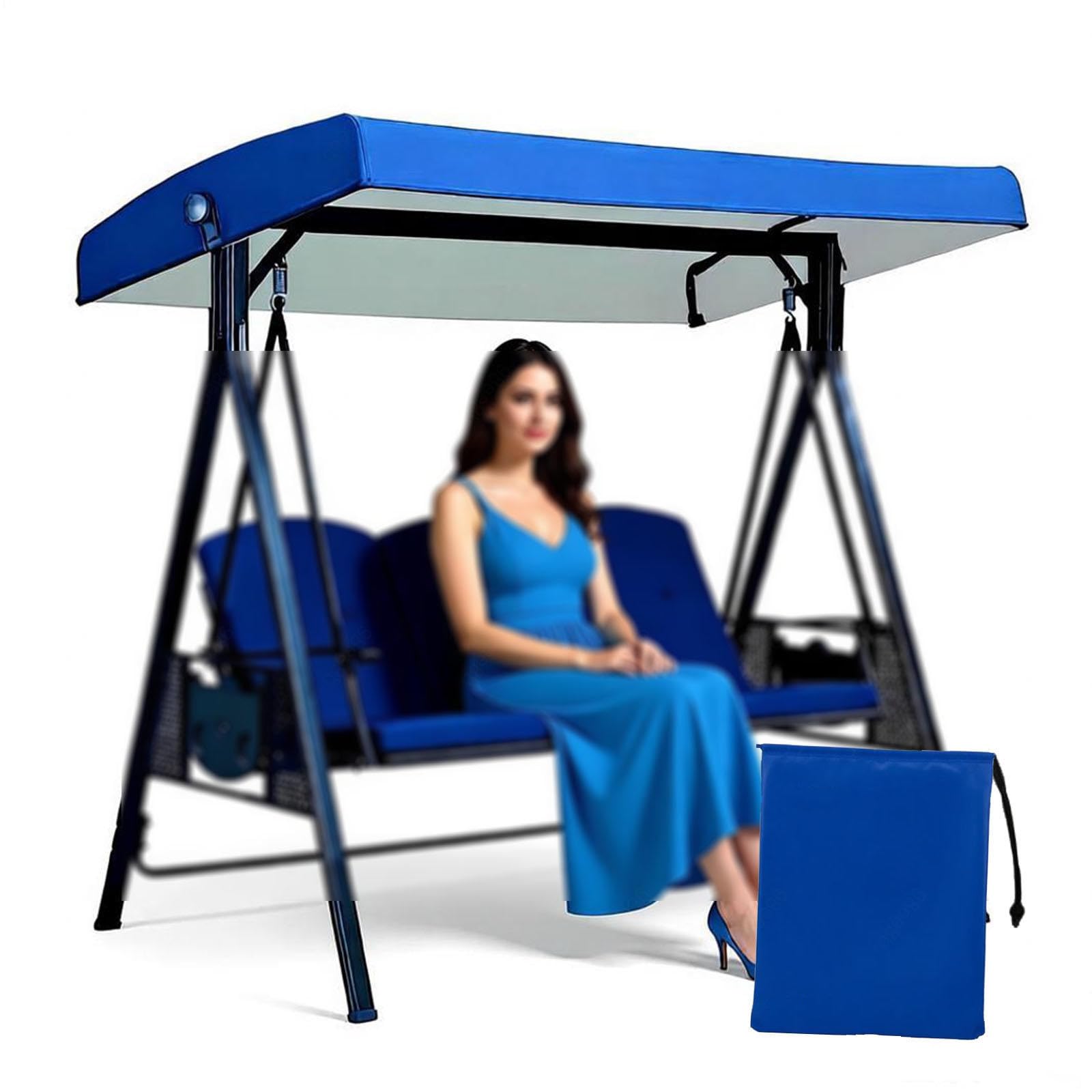 Lhcxkjgs Darkblue 210D Coated Oxford Fabric Swing Canopy 75 X 47 X 7.8 In Waterproof, Uv-Resistant Hammock Swing Cover For Lawn Garden