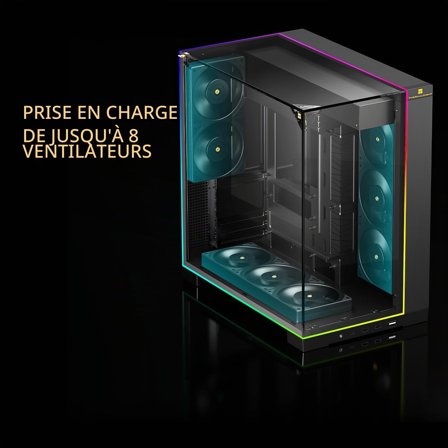 TR Boîtier PC A70 Vision - Éclairage ARGB 5 V - Design de Ventilation en Maille pour Un Refroidissement Optimal - Emplacements de Disque Dur Flexibles - Idéal pour Le Montage DIY - avec écran de 9,16