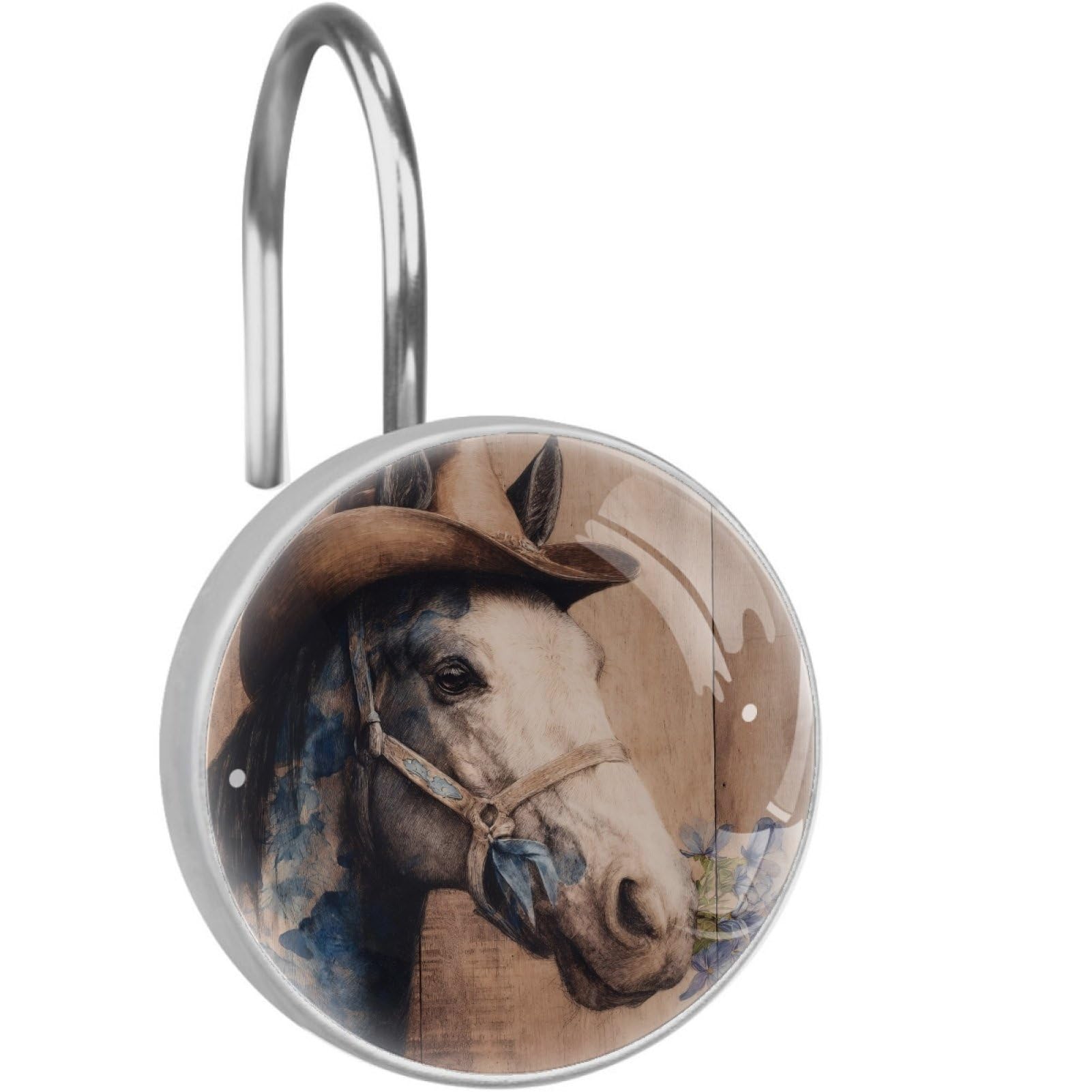 VAPOKF Shower Curtain Hooks, Farmhouse Horse Rust Proof Decorative Shower Curtain Rings, Modern Farmhouse Designer Shower Curtain Hangers for Bathroom, 12Pcs