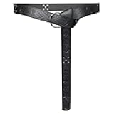 Viking Leather Belt - Ren Faire & Medieval Mens Wide PU Leather Belt with Renaissance Leather Ring
