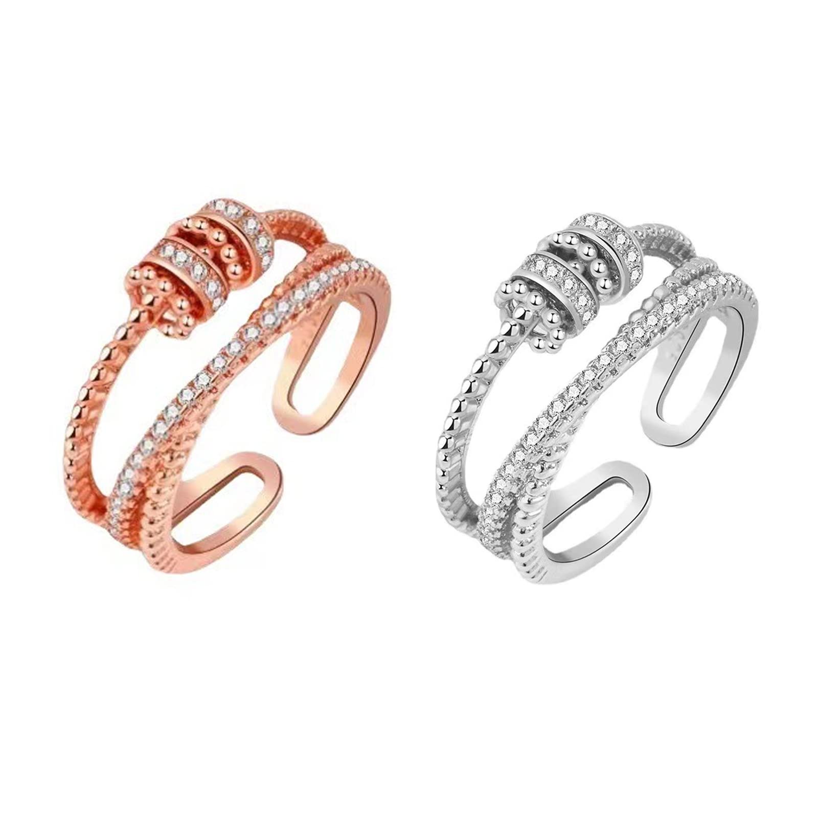 Anello Anti Ansia In Argento Sterling 925 Per Donne Uomini Anelli Fidget Per Ansia Anello Ansia Con Perline Anello Spinner Per Ansia Anello Rotante