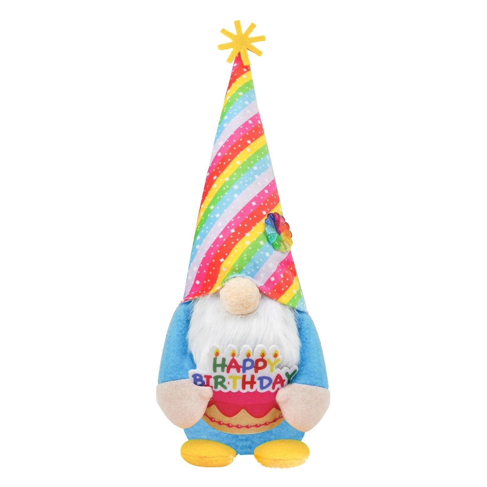 BFYSFBAIG Happy Birthday Gonk Plush, Cute Gnomes Decorations, Birthday Gnome Plush Gift, Home Ornaments Gift, Figurines Gonks Decorations for Birthday Party Home Kitchen Tabletop Gifts (Rainbow)