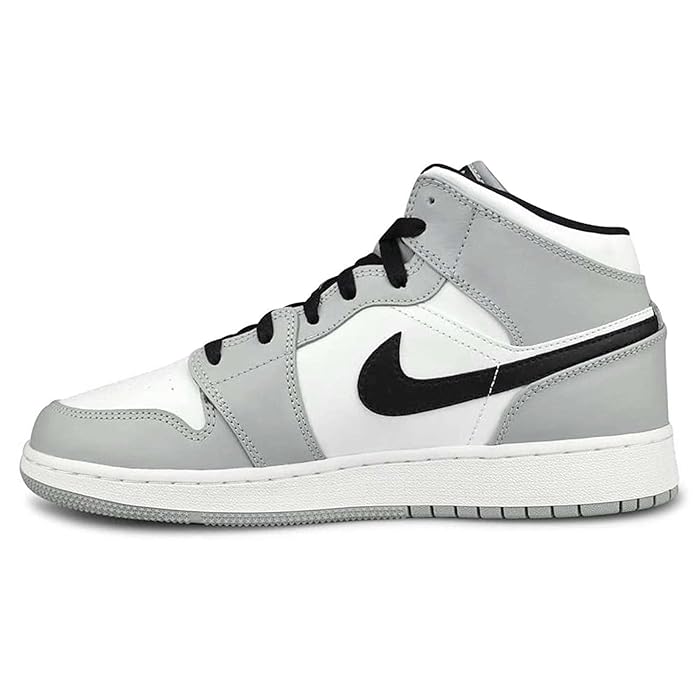 Buy Jordan Youth Air Jordan 1 Mid GS Leather Synthetic Light Smoke Grey