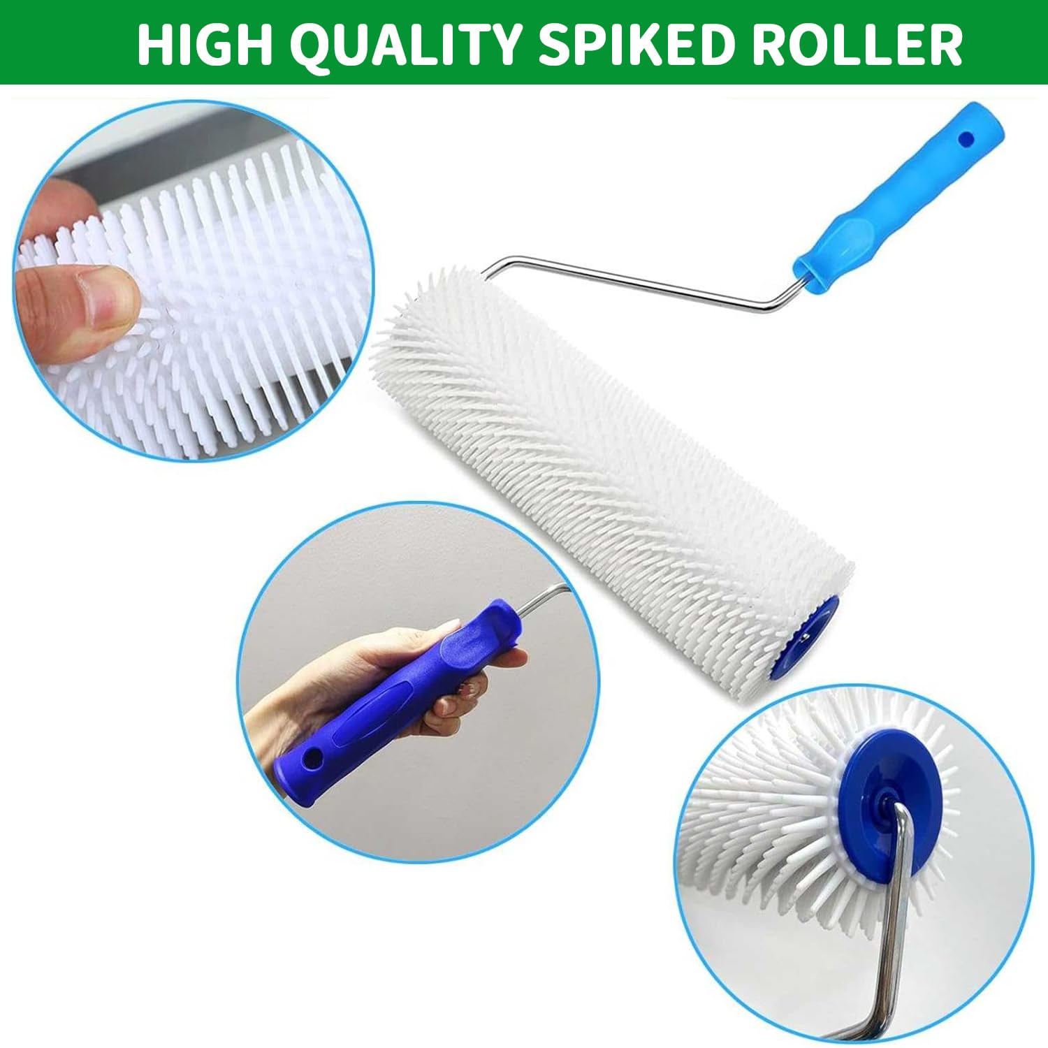 Set di attrezzi per il rivestimento del pavimento, composto di compensazione con rullo di sfiato da 50 + 10 cm, spatola da 56 cm (spina obliqua da 3 mm), scarpe per unghie e manico telescopico 40