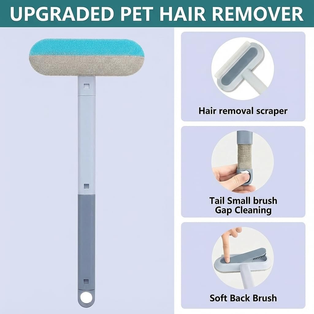 Pet Hair Remover Set, 3-in-1 Pet Hair Remover Brush with Built-in Detail Brush & Long Handle, Magic Pet Hair Removal Glove, Multi-Surface Pet Hair Remover for Home & Car & Furniture image 3