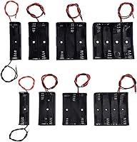LampVPath 8-Pack AA & AAA Battery Holders (1-4 Cells) with 15cm Leads - Compact ABS Cases for DIY Projects
