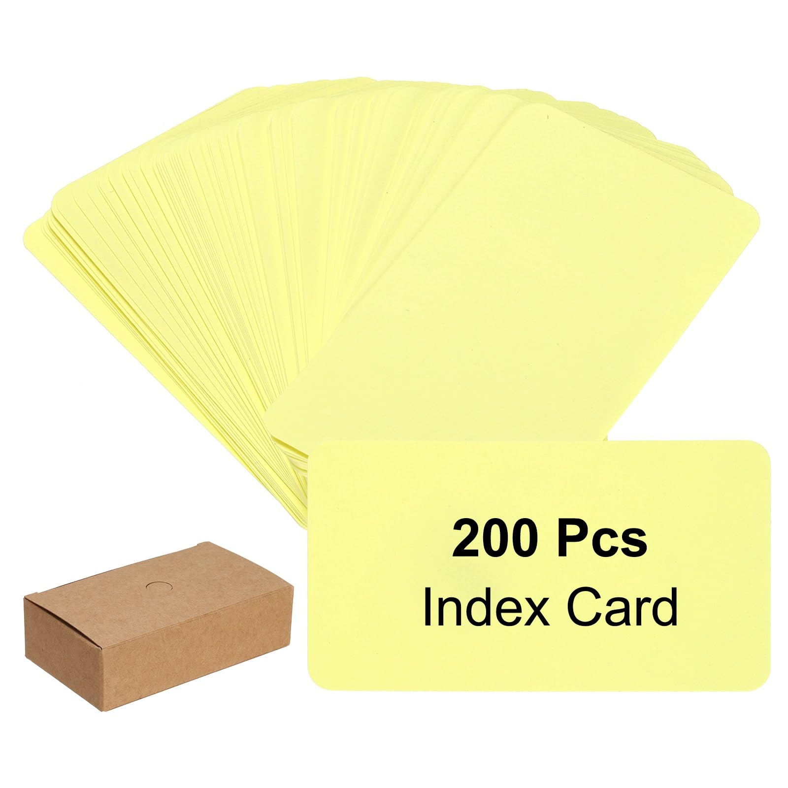 PATIKIL 3.5x2 Blank Kraft Index Cards, 200Pcs Small Blank Paper Message Business Cards for Reminder Study DIY Craft Invitation Tag Flash Vocabulary Word, Yellow — image 1