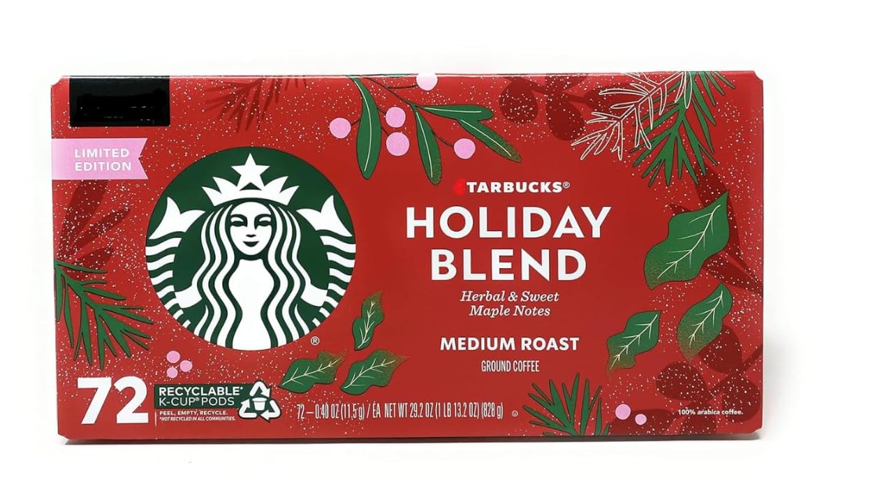 Holiday Blend Medium Roast Coffee Pods 72 Count Box 2024-2025 Edition Limited Edition Classic