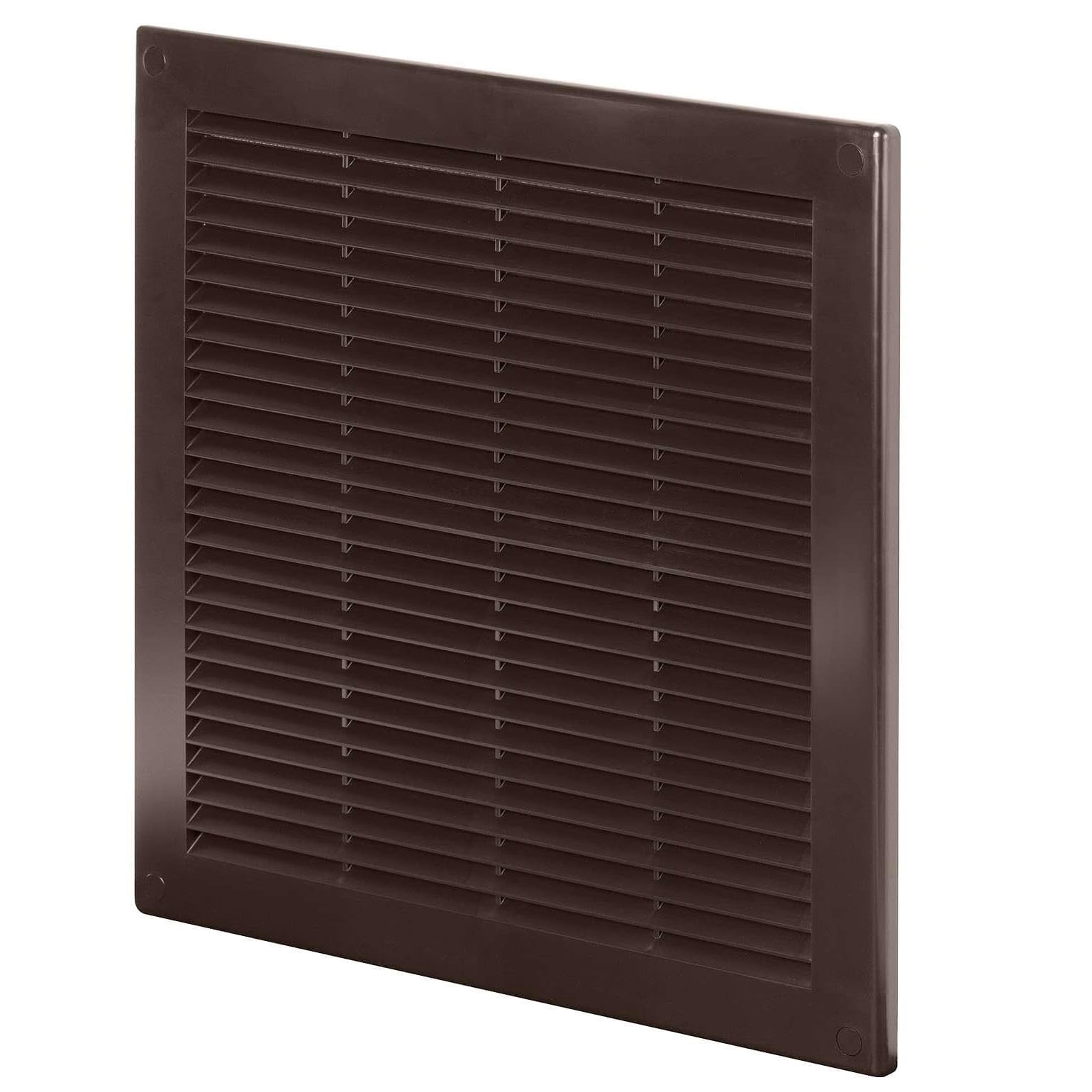 Brown Air Vent Grille with Fly Screen/Anti-Insect Mesh/Screw Covers - Duct Ventilation Cover. (300mm x 300mm)