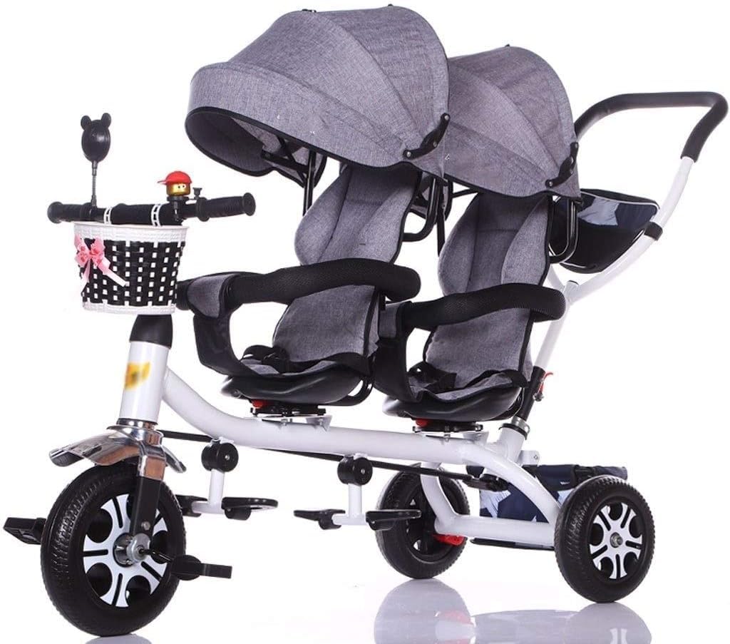 Dziecięcy Podwójny Trójkołowy Rower Twin Baby Wózek Dziecięcy 1-3-7 Lat Lekki Duży Wózek, C