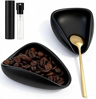 Ceramic Coffee Bean Dosing Cup + Sprayer Gift Set, Spoon Rest, Mini Coffee Spoon Holder for Tea Spoons Stirrers, Coffee Station Decor, Espresso Coffee Bar Accessories & Essentials