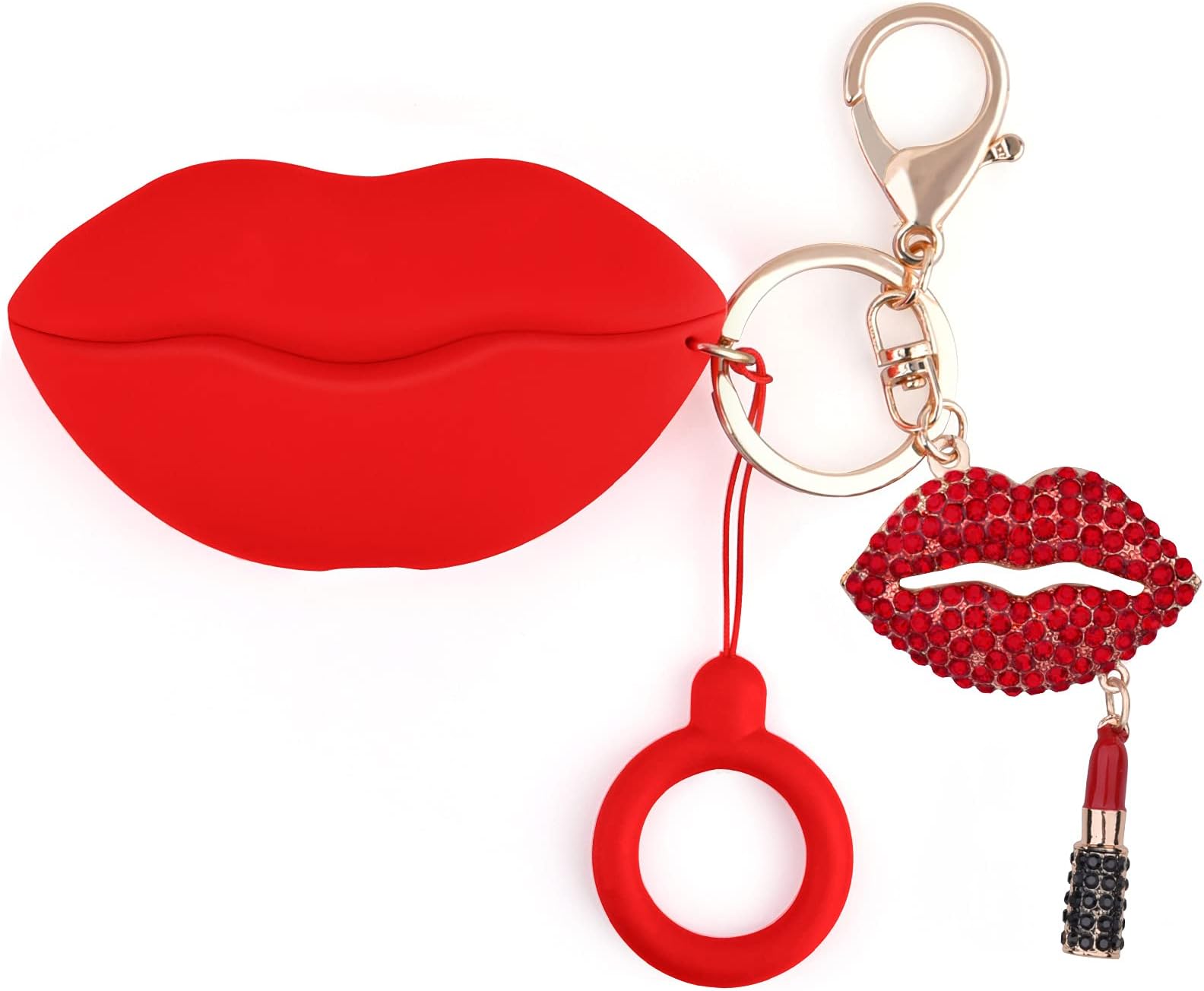 Case for Airpods Pro, Filoto Airpod Pro Case Cover for Women, Cute Red Lips 3D Silicone Case for Apple Air Pod Pro, Airpods Pro Wireless Charging Case with Bling Red Lips Keychain Accessories(Red)