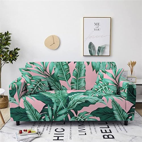 HARMOX Green Plants - Fundas elásticas para sofá de 2 cojines funda universal para sofá funda elástica antideslizante protector de muebles sala de