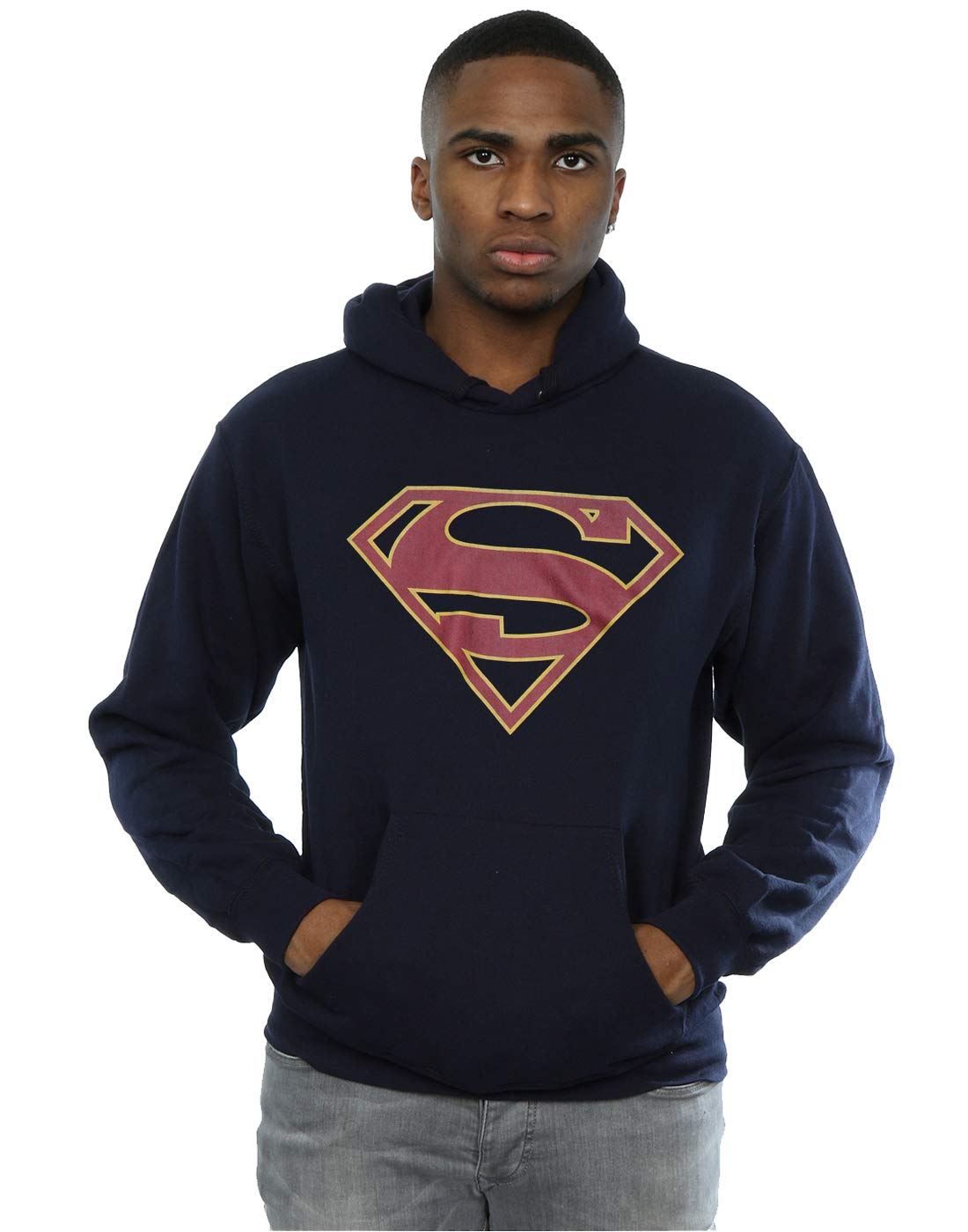 Absolute Cult DC Comics Men's Supergirl Logo Hoodie Navy Blue Large
