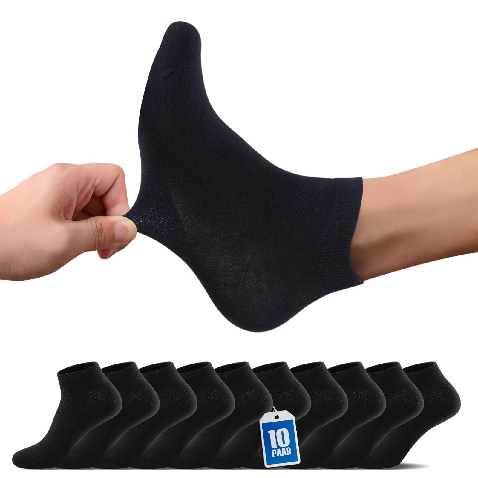 TUUHAW Calzini Uomo Corti 10 Paia - Calzini Donna Cotone Estivi Unisex Calze Corte Fantasmini Calzini Running Uomo Antiodore E Traspirante Invisibili Bianco, Nero, Grigio e Blu