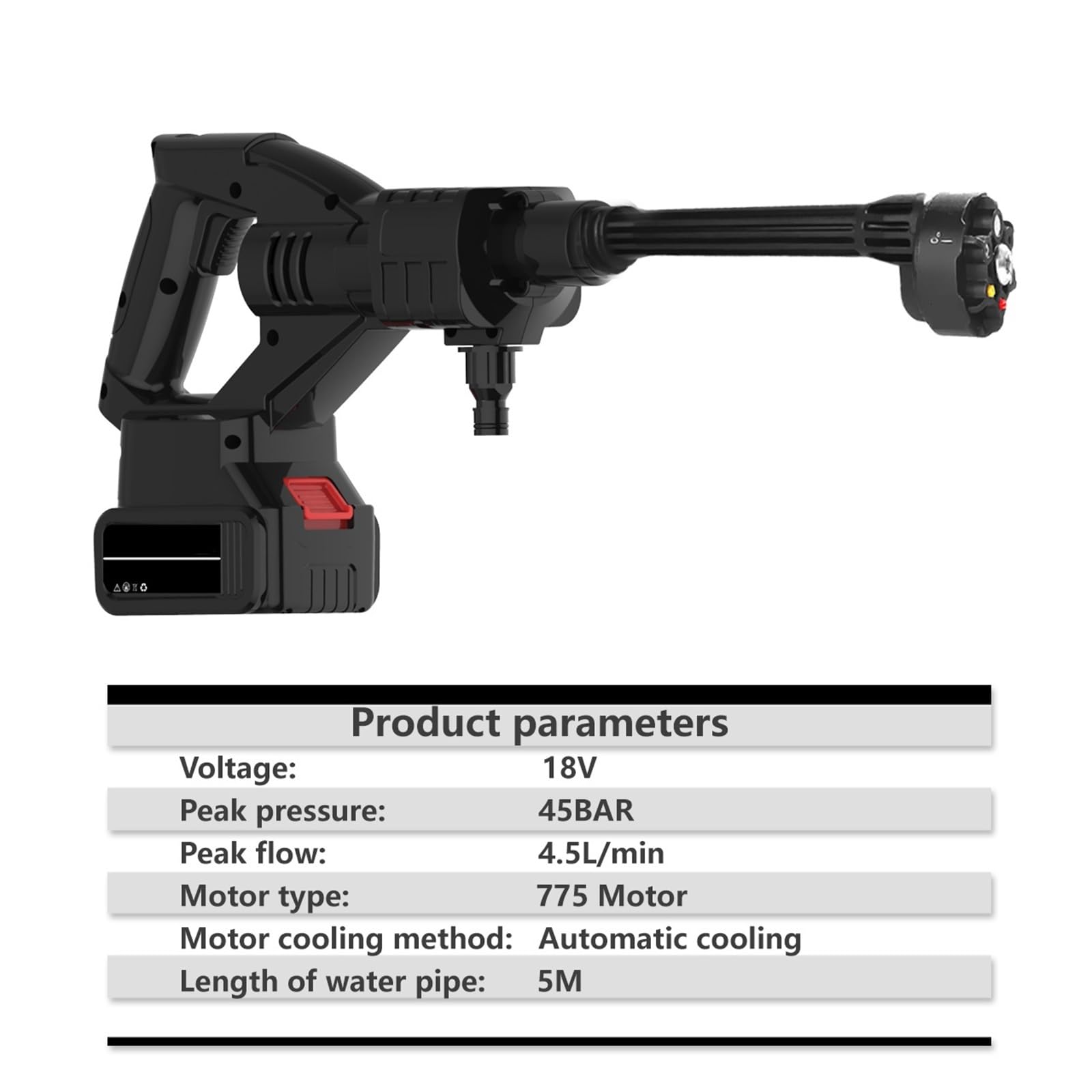 Lavadora De Coche Alta Presión Inalámbrica, Pistola Pulverizadora Agua, Máquina Limpiadora Portátil, Bomba For 18V Potente Chorro A PresióN