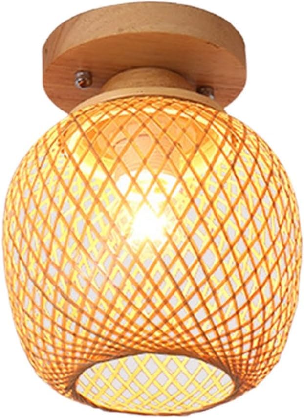 Plafonnier tissé en osier style japonais E26 ZXLIHS pour salon