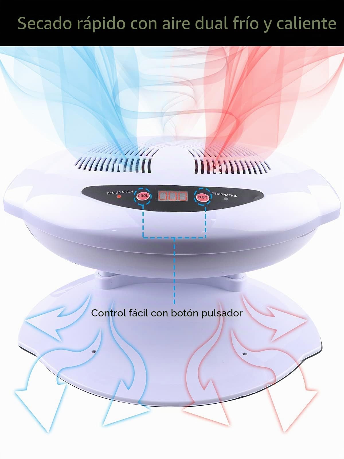 Kalolary Secador de Uñas, 400W Nail Dryer Secador con Aire Frío y Caliente Ventilador de Secado de Manicura para Manos y Pies Esmalte de Uñas Sensor Automático Uso en El Hogar y El Salón (Blanco) | Aire Frío y Caliente Ventilador de Secado de Manicura par
