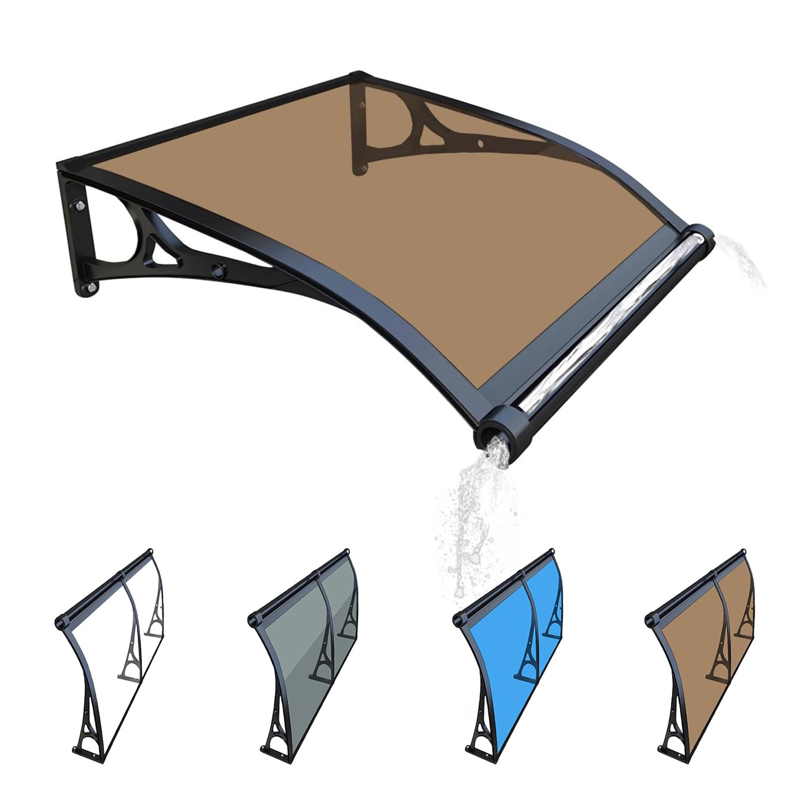 Toldo para puerta exterior de diseño robusto en acabado bronce