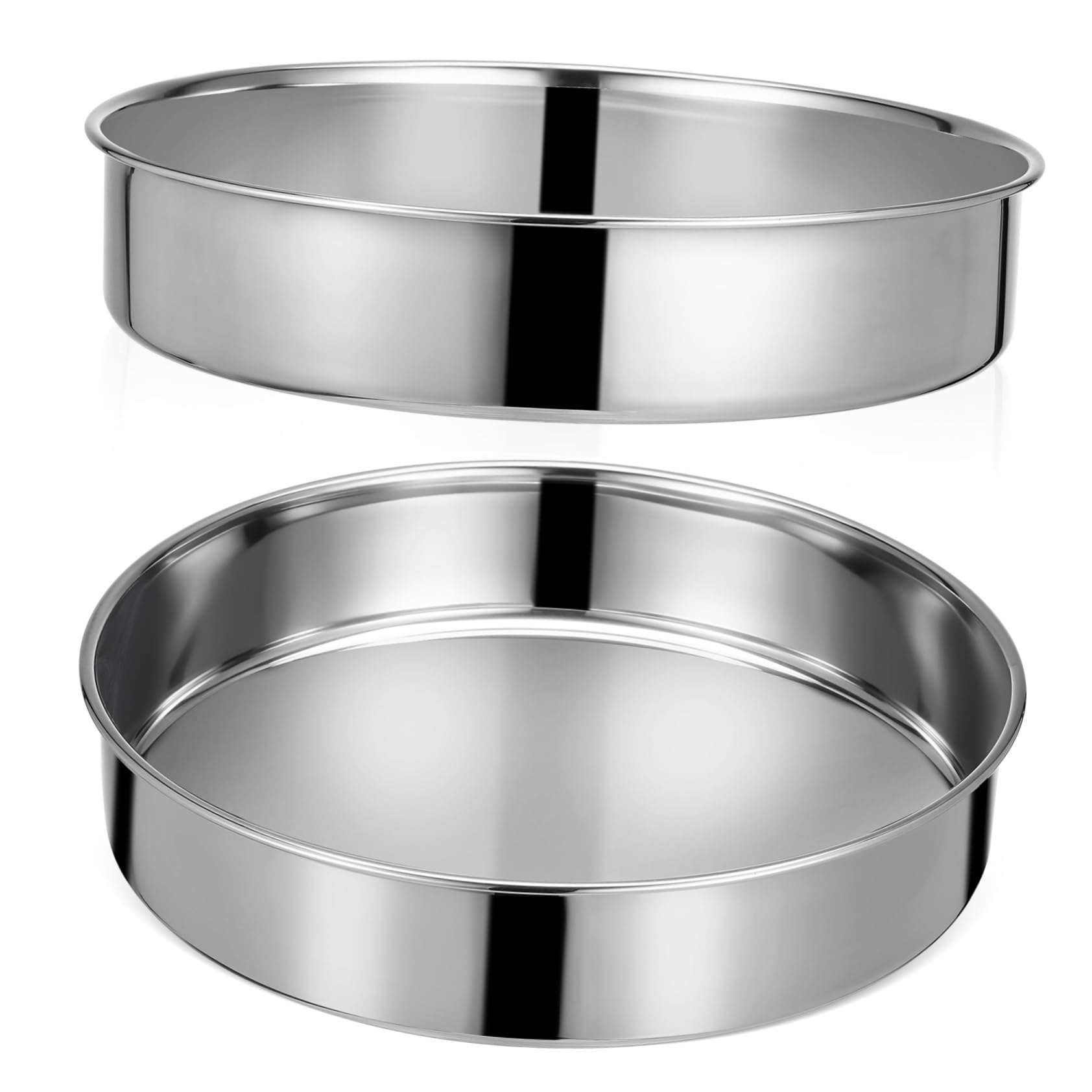 Mobestech 2pièces Lot De Moules à Gâteau Ronds Acier Inoxydable Pour Cuisson Et Service Plats