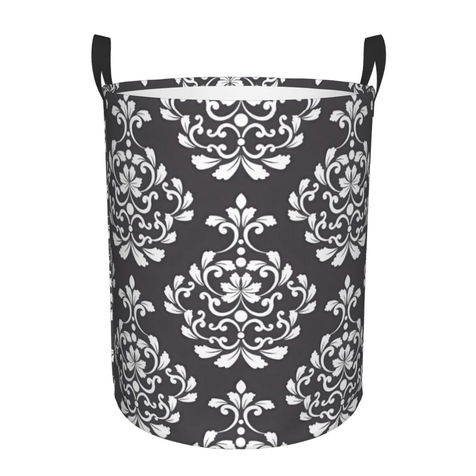 S Circular Hamper Damask Pattern Print Storage Basket for Home