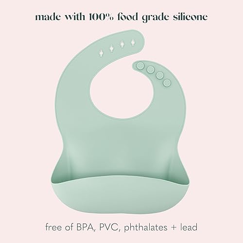 Miniatura 15 de AVA + OLIVER Juego de baberos de silicona - Baberos impermeables ajustables - Juego de 2 Confeti de,Confeti de guay,Confeti menta,Animales del