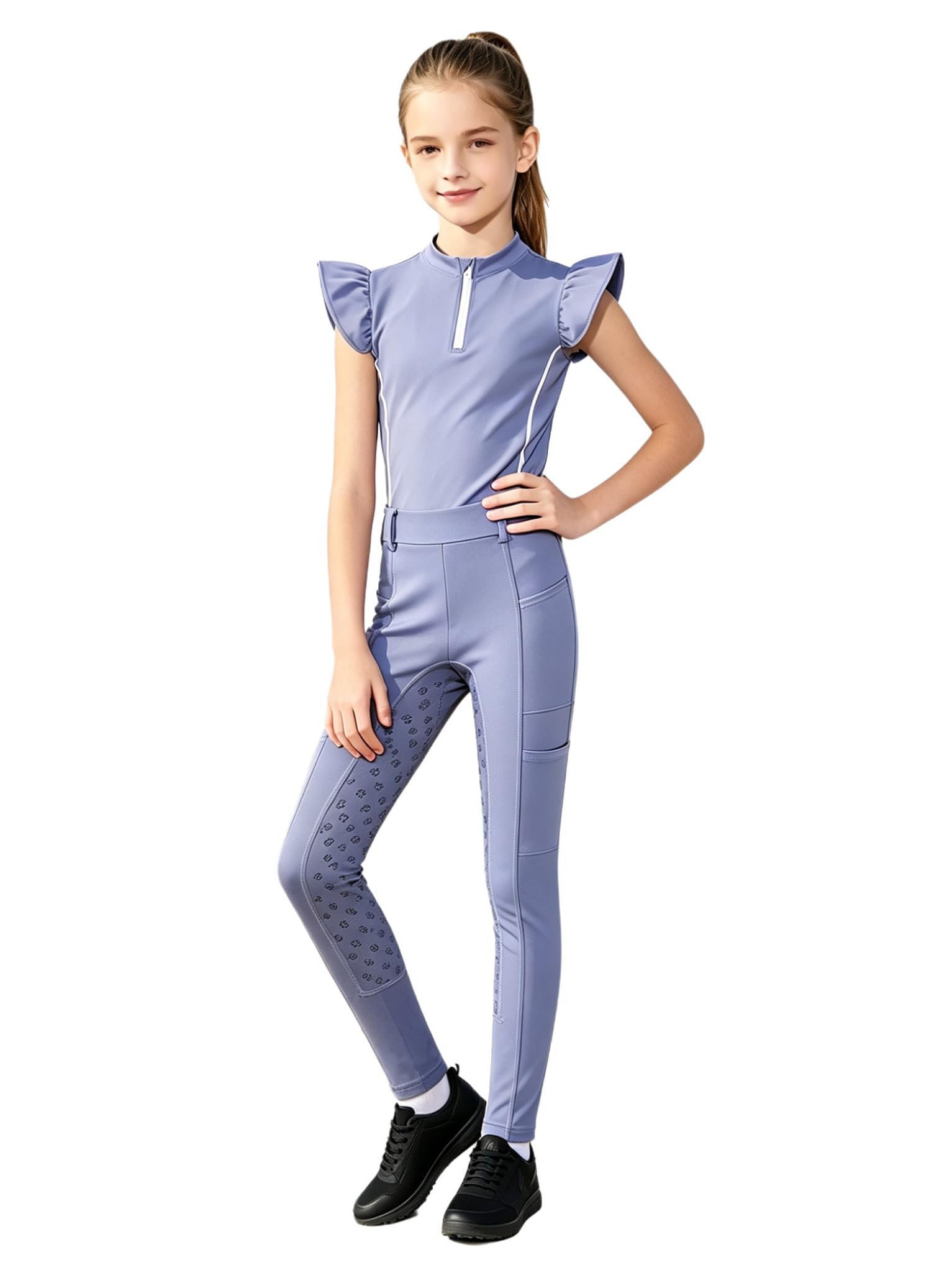 Bambina Set Equitazione Pantaloni Abbigliamento Spettacolo Cavallo