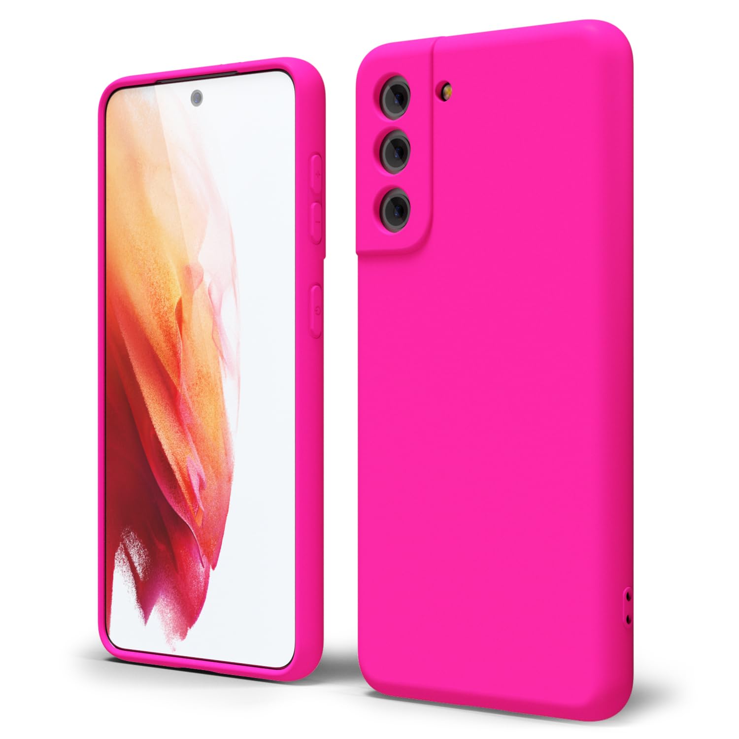 oakxco for Samsung Galaxy S24 Ultra Phone Case Liquid Silicone, Neon Bright Solid Color, Thin Slim Soft Rubber Gel Matte TPU Plain Simple Cover for Women Girl Cute, Hot Pink Fuchsia — view 20