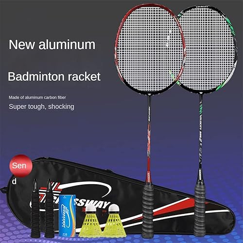 Miniatura 3 de Raqueta de bádminton premium con construcción de grafito ligero, juego de raqueta ligera con bolsa de transporte y volante
