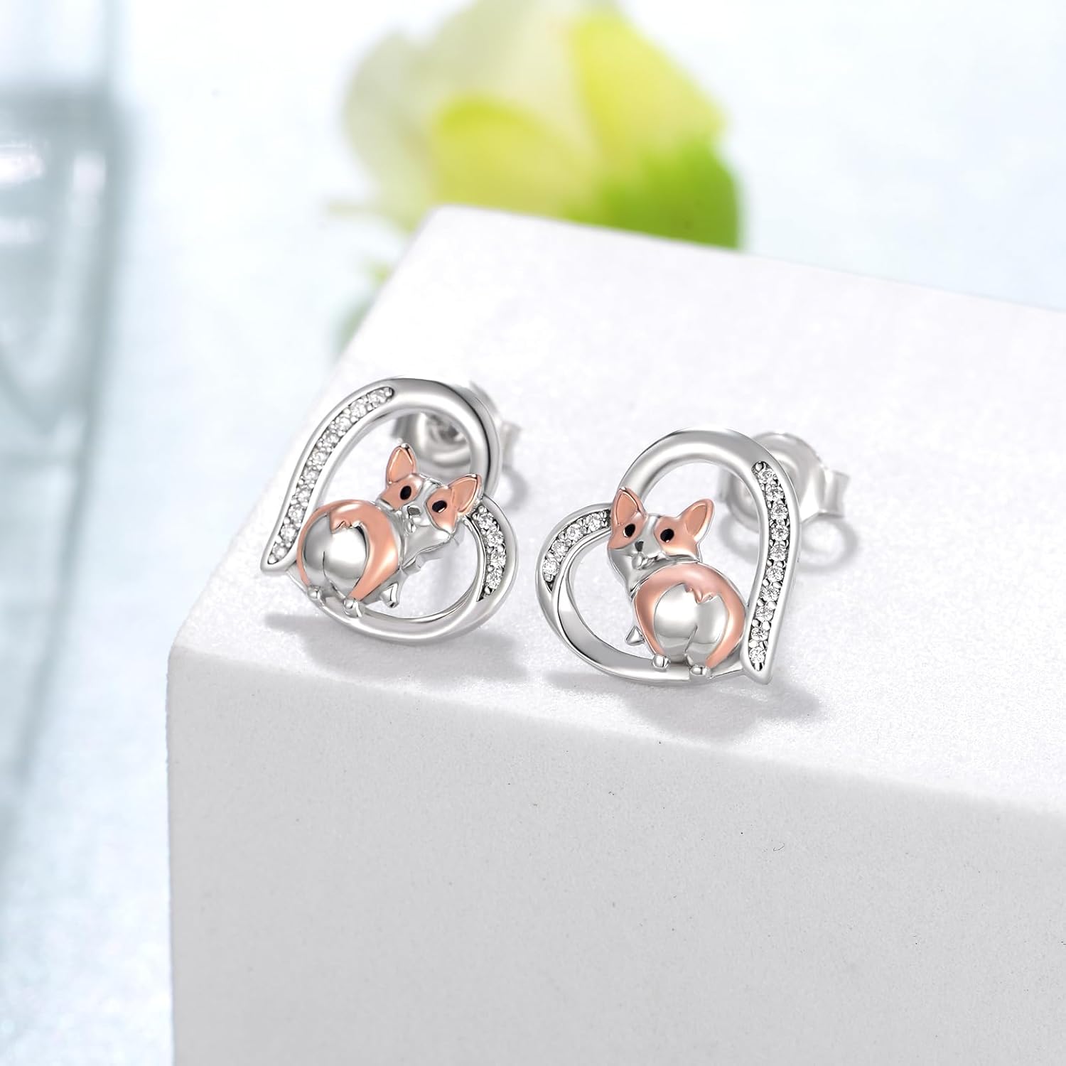 Dachshund/Corgi Earrings 925 Sterling Silver Dog Stud Earrings Puppy Dog Gifts for Women Dachshund Corgi Gifts Lovers - Image 2