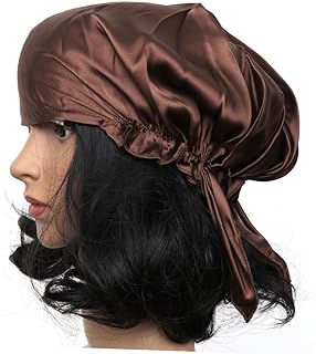 Beavorty Touca De Seda Para Dormir Touca De Cabelo De Seda Capa De Dormir Para Cabelos Cacheados Gorros De Cetim Ajustáveis Touca De Seda Cabelo Para Dormir Café De Secagem Rápida