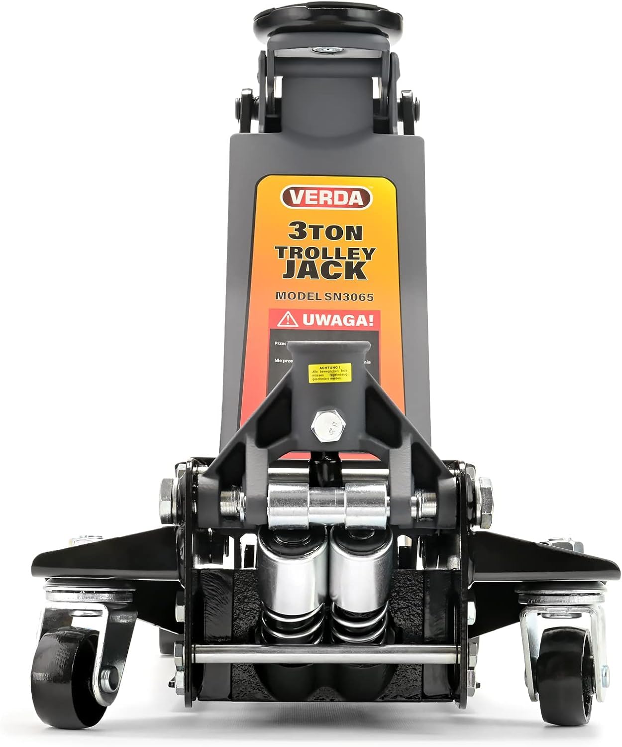 Verda Cric hydraulique rouleur 3T Profil Bas 80–465 mm, Double Pompe Double Piston, avec 2 Patins en Caoutchouc et Gants de Montage, cric Voiture Professionnel Robuste, modèle SN3065