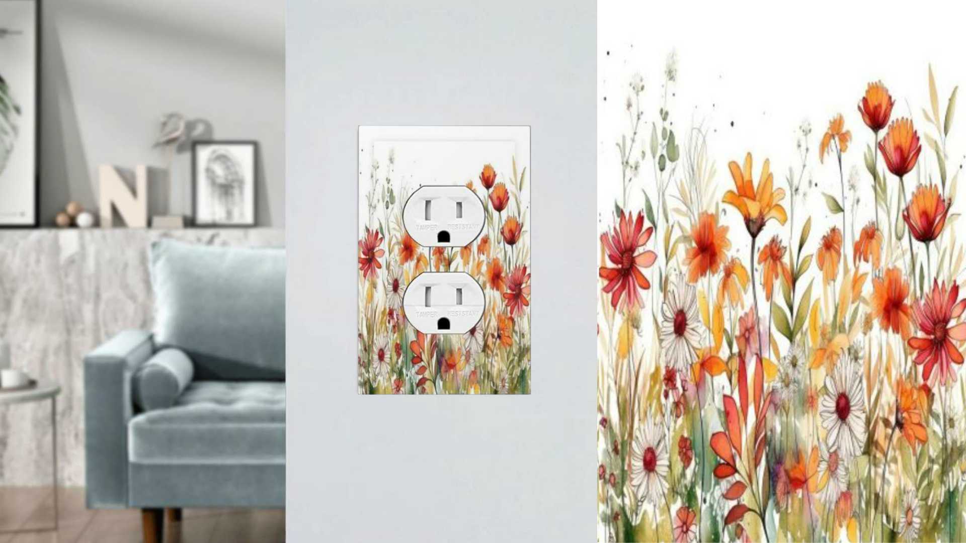 Vintage Morris Blue Floral Green Botanical Sage 1 Gang Rocker