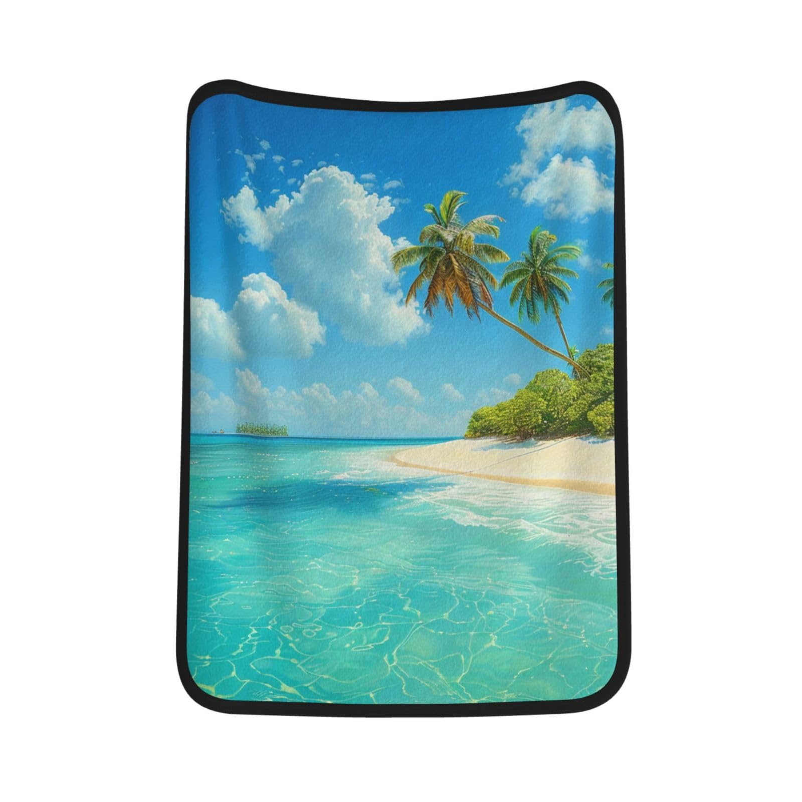 Couverture flanelle île et palmiers 76x101 cm pour canapé et bureau